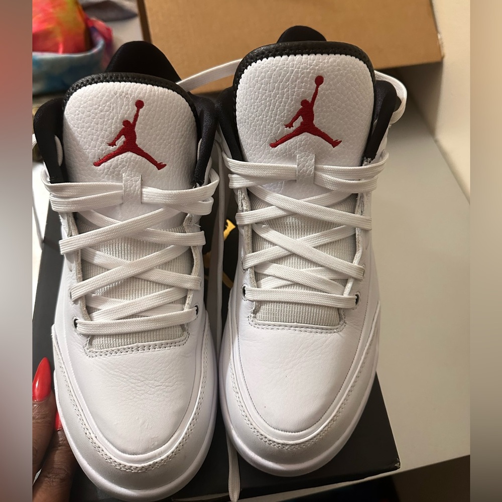 Jordan White and Red Athletic Shoes